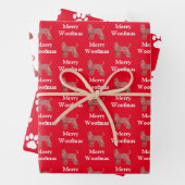 Afghan Hound Dog Silhouet Rood Merry Woofmas Inpakpapier Vel (In situ)
