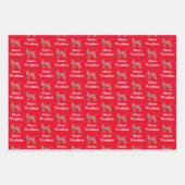 Afghan Hound Dog Silhouet Rood Merry Woofmas Inpakpapier Vel (Voorkant)