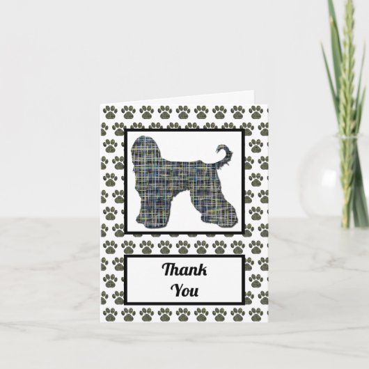 Afghan Hound Dog Silhouette Grid Dank u Bedankkaart (Voorkant)