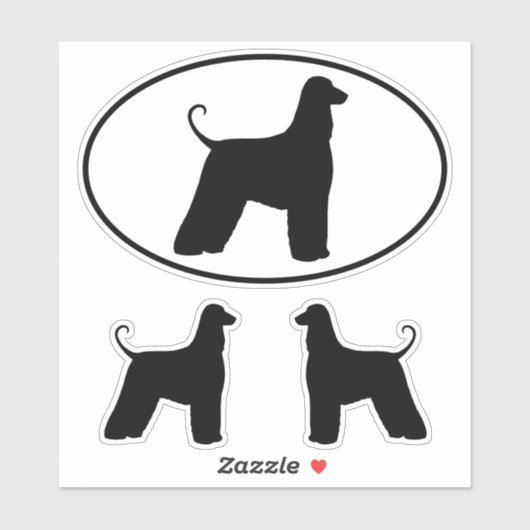 Afghan Hound Dog Silhouette Vinyl Sticker Set (Vel)