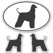 Afghan Hound Dog Silhouette Vinyl Sticker Set (Voorkant)