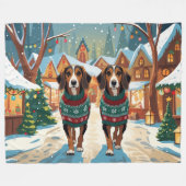 Afghan Hound Dogs Christmas Snow Holiday Fleece Deken (Voorkant (Horizontaal))