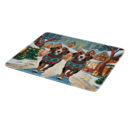 Afghan Hound Dogs Christmas Snow Holiday Snijplank (Hoek)