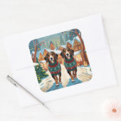 Afghan Hound Dogs Christmas Snow Holiday Vierkante Sticker (Envelop)