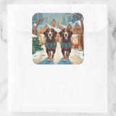 Afghan Hound Dogs Christmas Snow Holiday Vierkante Sticker (Tas)