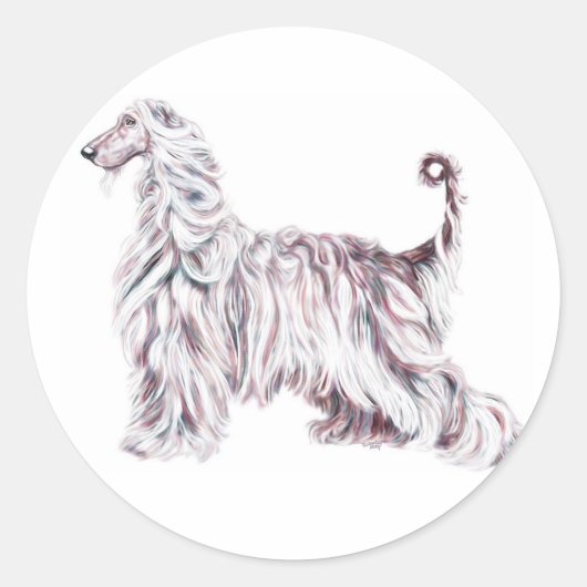 Afghan Hound Elegance Ronde Sticker (Voorkant)