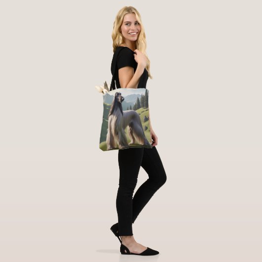 Afghan Hound Elegante Canvas tas (Op model)