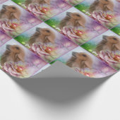 Afghan Hound Fantasy Flower gepersonaliseerd Cadeaupapier (Hoek)