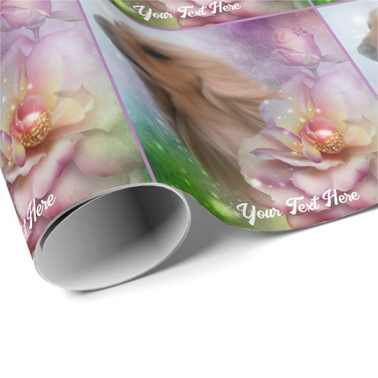 Afghan Hound Fantasy Flower gepersonaliseerd Cadeaupapier (Rol Hoek)