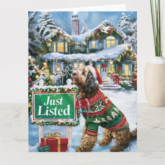 Afghan Hound Feestelijke Humor Realtor Christmas Kaart (Voorkant)