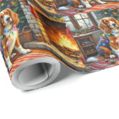 Afghan Hound Fireplace with Christmas Lights Cadeaupapier (Rol Hoek)