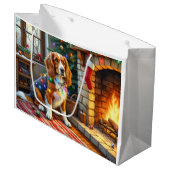 Afghan Hound Fireplace with Christmas Lights Groot Cadeauzakje (Voorkant Gekanteld)