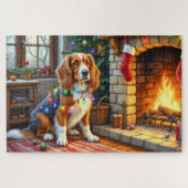 Afghan Hound Fireplace with Christmas Lights Legpuzzel (Horizontaal)