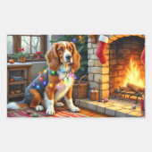 Afghan Hound Fireplace with Christmas Lights Rechthoekige Sticker (Voorkant)