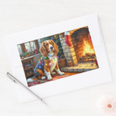 Afghan Hound Fireplace with Christmas Lights Rechthoekige Sticker (Envelop)