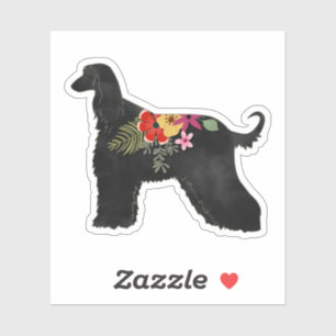 Afghan Hound Floral Bohemian Saddle Sticker