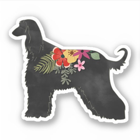 Afghan Hound Floral Bohemian Saddle Sticker (Voorkant)