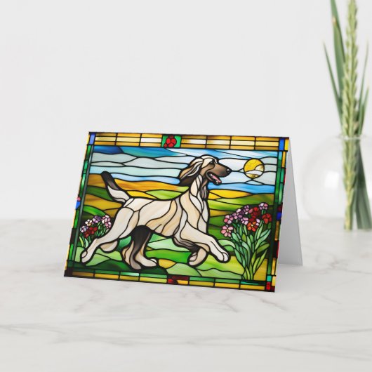 Afghan Hound Glas in lood Kaart (Voorkant)