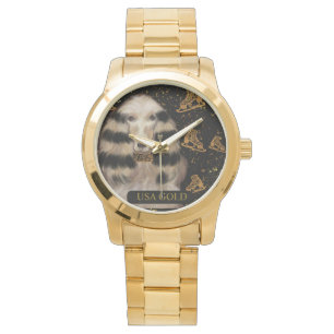 AFGHAN HOUND GOUD  HORLOGE