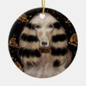 AFGHAN HOUND GOUD  KERAMISCH ORNAMENT (Voorkant)