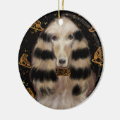 AFGHAN HOUND GOUD  KERAMISCH ORNAMENT (Links)