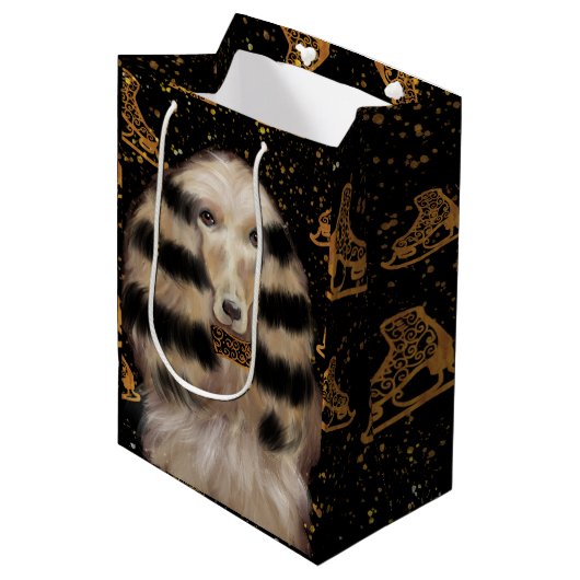 AFGHAN HOUND GOUD  MEDIUM CADEAUZAKJE (Voorkant Gekanteld)