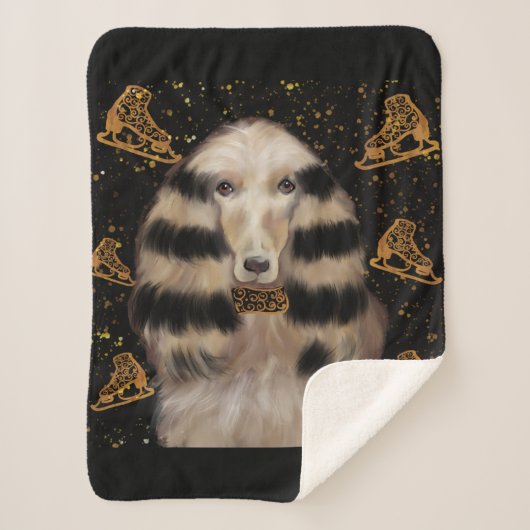 AFGHAN HOUND GOUD SHERPA DEKEN (Voorkant)