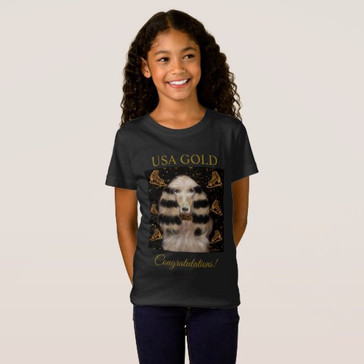 AFGHAN HOUND GOUD  T-SHIRT (Voorkant volledig)