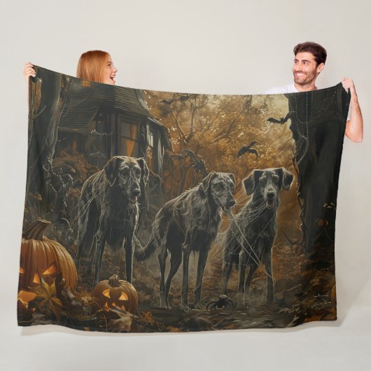 Afghan Hound Halloween Nacht Doggy Delight Fleece Deken (In situ)
