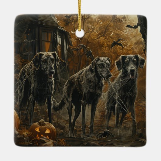 Afghan Hound Halloween Nacht Doggy Delight Keramisch Ornament (Achterkant)