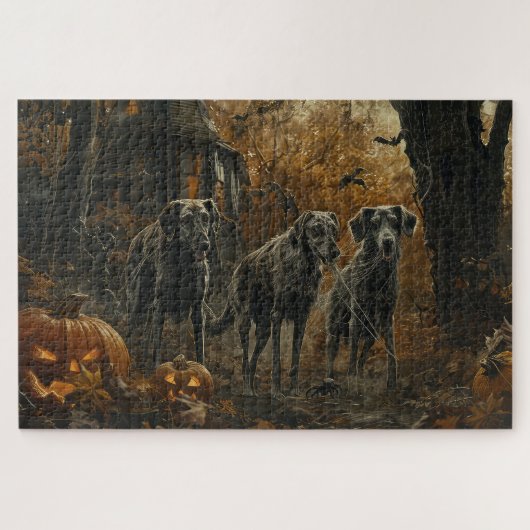 Afghan Hound Halloween Nacht Doggy Delight Legpuzzel (Horizontaal)
