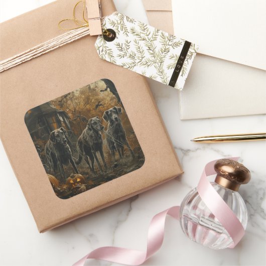 Afghan Hound Halloween Nacht Doggy Delight Vierkante Sticker (Geschenken)