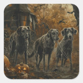 Afghan Hound Halloween Nacht Doggy Delight Vierkante Sticker (Voorkant)