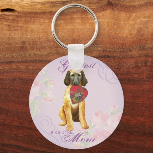 Afghan Hound Heart Mam Sleutelhanger (Voorkant)