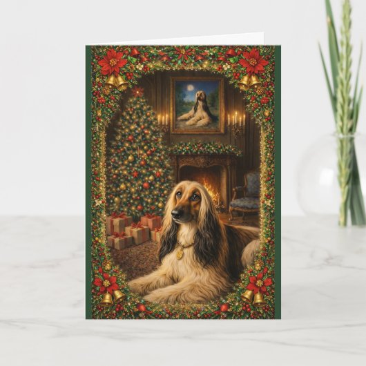 Afghan Hound Holiday Christmas Card Kaart (Voorkant)