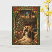 Afghan Hound Holiday Christmas Card Kaart (Gele Bloem)