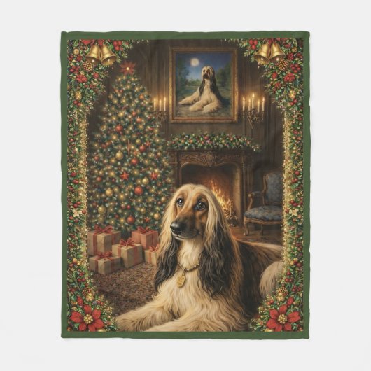 Afghan Hound Holiday Christmas Throw Blanket Fleece Deken (Voorkant)