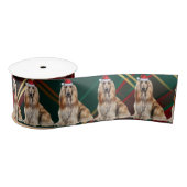 Afghan Hound Holiday Plaid Funny Dog Christmas Satijnen Lint (Spoel)
