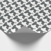 Afghan Hound Hond & Poot Silhouet Raster Wit Cadeaupapier (Hoek)