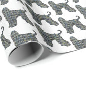 Afghan Hound Hond & Poot Silhouet Raster Wit Cadeaupapier (Rol Hoek)