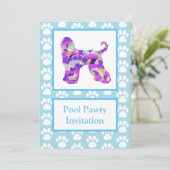 Afghan Hound Hond Silhouet Zwembad Pawty Blauw PPY Kaart (Staand voorkant)