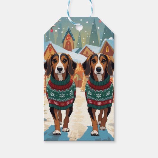 Afghan Hound Honden Kerstmis Sneeuw Vakantie Cadeaulabel (Voorkant)