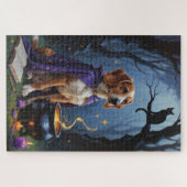 Afghan Hound Honden Whimsical Halloween Schilderij Legpuzzel (Horizontaal)