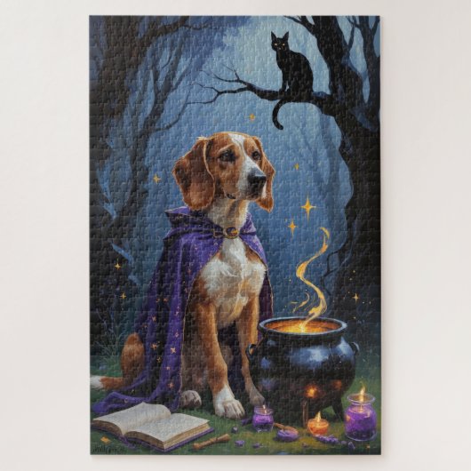 Afghan Hound Honden Whimsical Halloween Schilderij Legpuzzel (Verticaal)