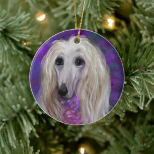 AFGHAN HOUND KERAMISCH ORNAMENT