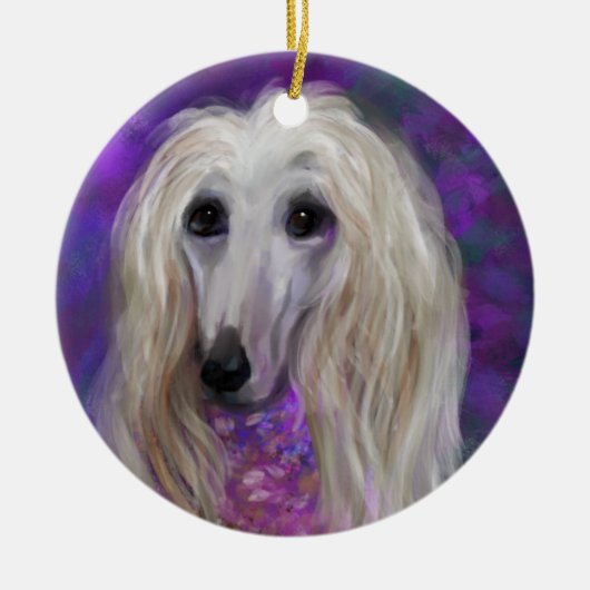 AFGHAN HOUND KERAMISCH ORNAMENT (Voorkant)