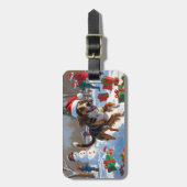 Afghan Hound Kerstfeest Sneeuwscène Bagagelabel (Voorkant verticaal)