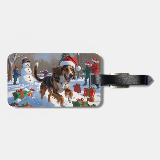 Afghan Hound Kerstfeest Sneeuwscène Bagagelabel (Achterkant horizontaal)