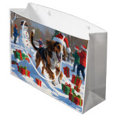 Afghan Hound Kerstfeest Sneeuwscène Groot Cadeauzakje (Achterkant Gekanteld)