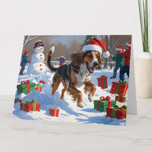 Afghan Hound Kerstfeest Sneeuwscène Kaart (Voorkant)